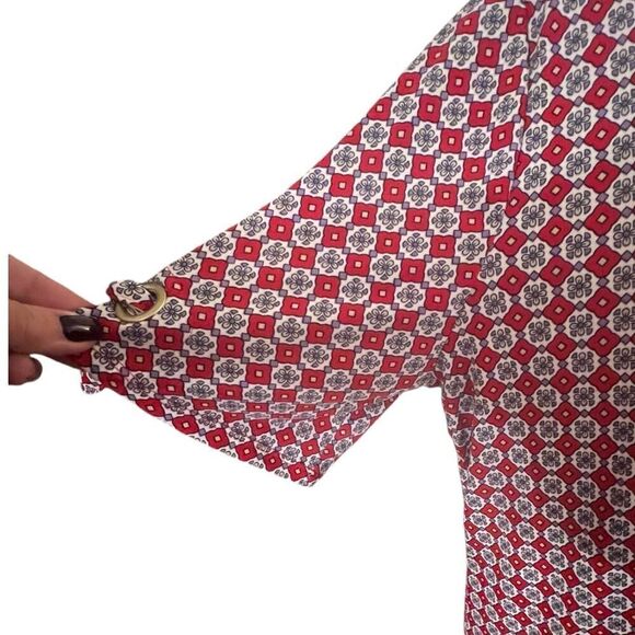 Liz Claiborne, Large, Slit Sleeve V Neck Pullover Top, Red White & Lavender NWOT - Picture 2 of 7